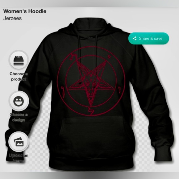 Unisex Black & Deep Red Baphomet Satanic Hoodie💀 Size XL - Picture 3 of 15